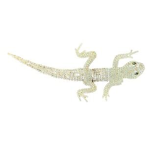 Rhinestone Lizard Brooch Gold Tone Animal Pin‎ Statement Jewelry